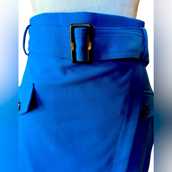 Ann Taylor NWT Electric Blue Belted Faux Wrap Skirt - Picture 4 of 6